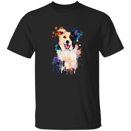 Watercolor painting Border Collie dog Unisex shirt S-2XL black navy dark heather-Black-Family-Gift-Planet