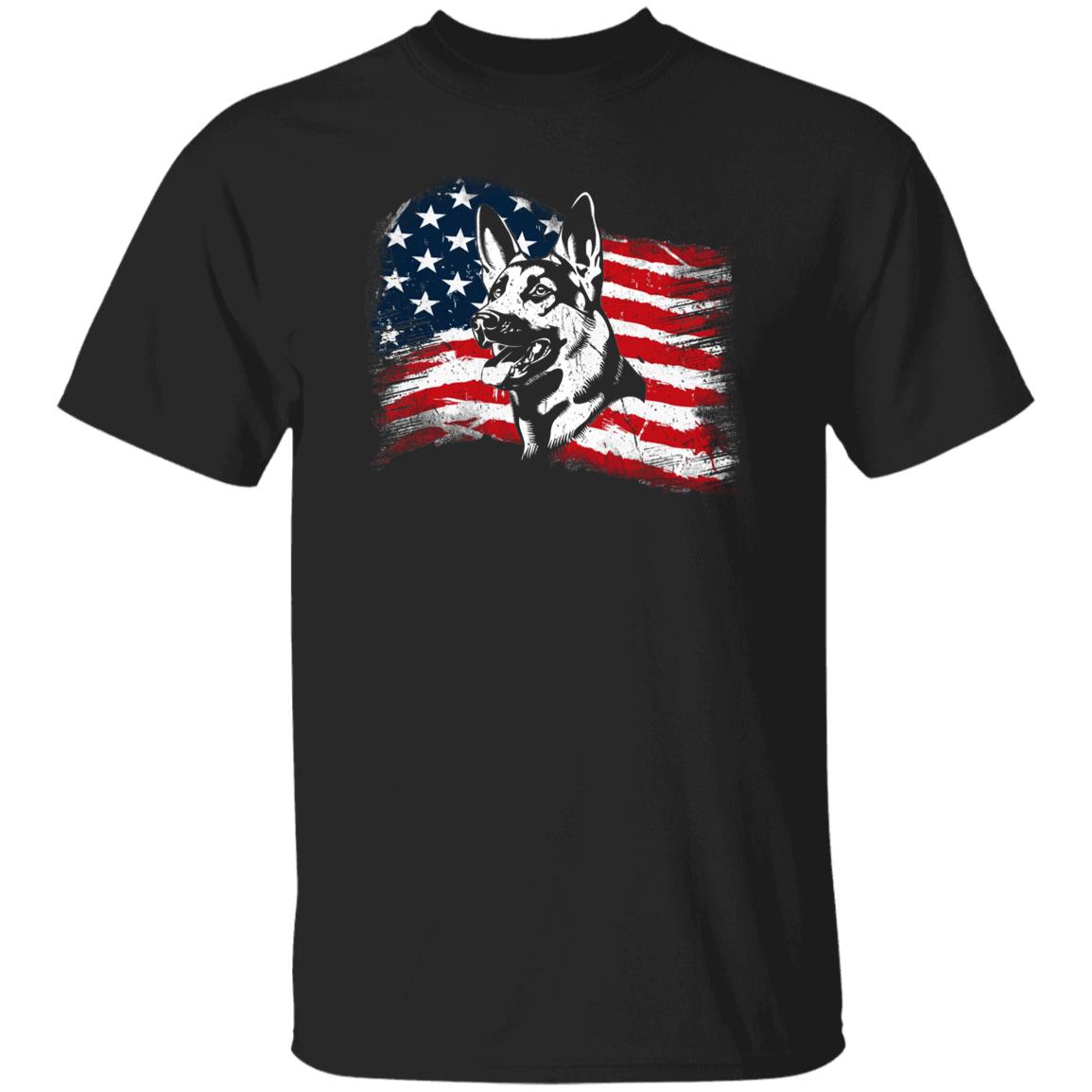 American Flag Herman Shepherd T-Shirt gift US flag Dog owner Unisex tee Black Navy Dark Heather-Black-Family-Gift-Planet