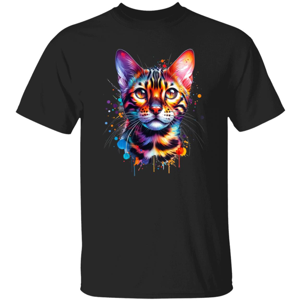 Bengal Cat Color Splash Unisex T-Shirt Black Navy Dark Heather-Family-Gift-Planet