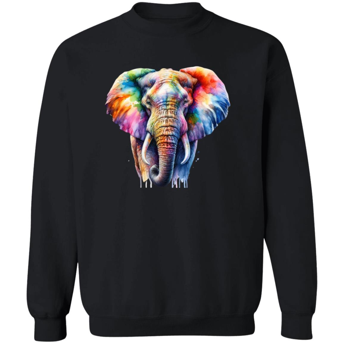 Artistic Elephant Color Splash Unisex Sweatshirt Black Navy Dark Heather-Family-Gift-Planet
