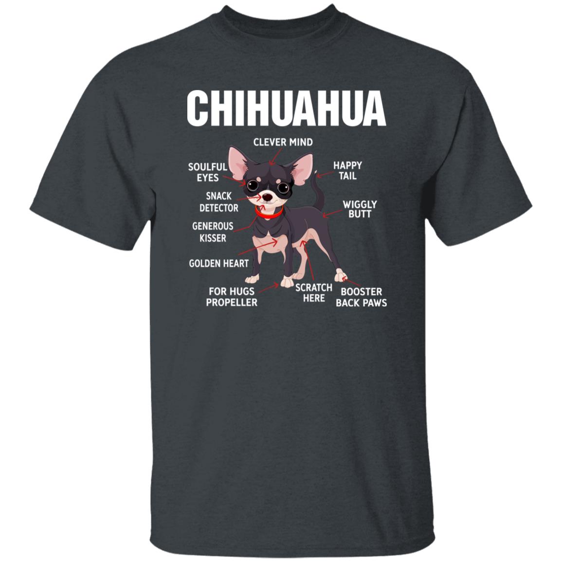 Chihuahua anatomy Unisex T-Shirt gift Chihuahua dog owner tee black dark heather-Family-Gift-Planet