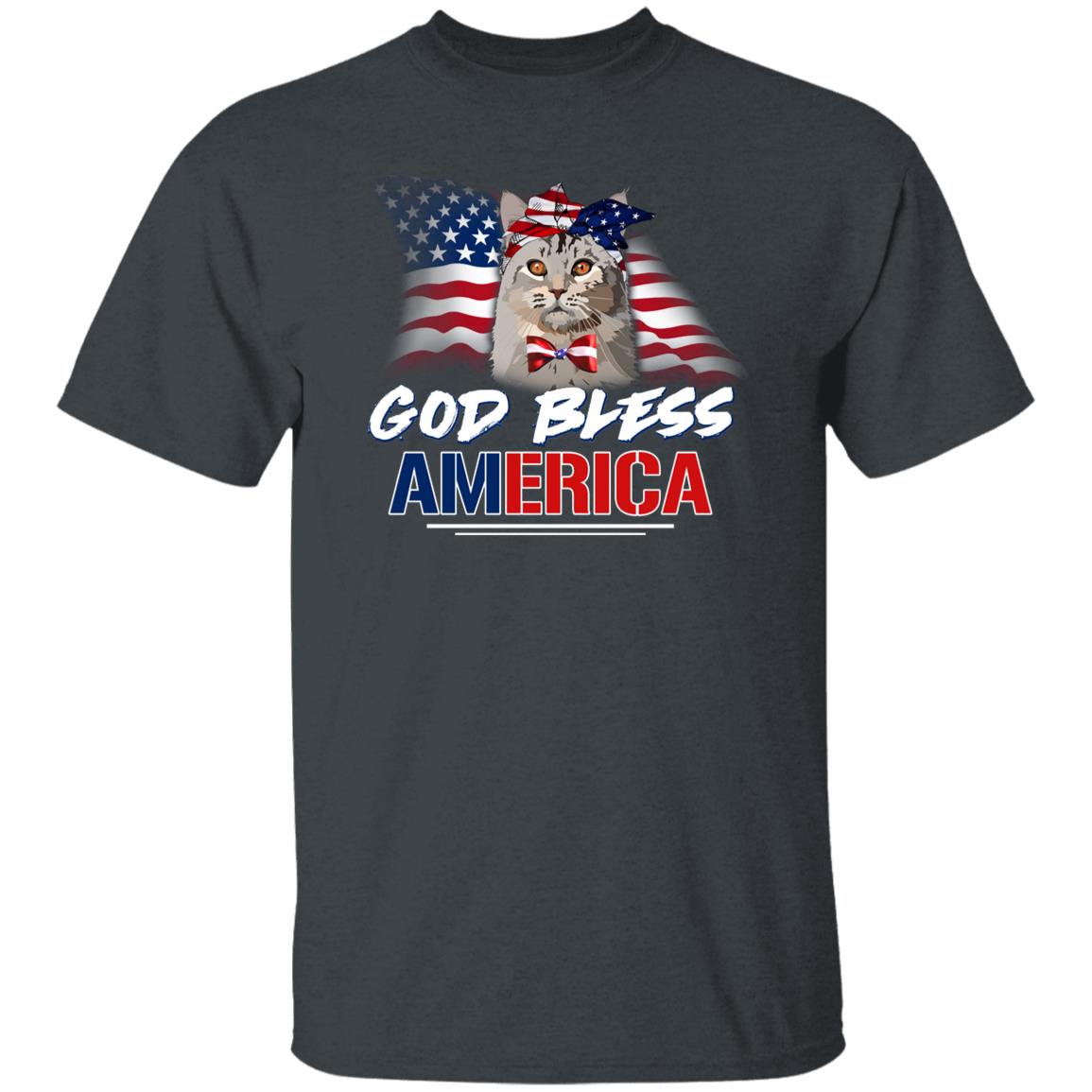 God bless America T-Shirt gift US flag Cat mom Unisex Tee Black Navy Dark Heather-Dark Heather-Family-Gift-Planet