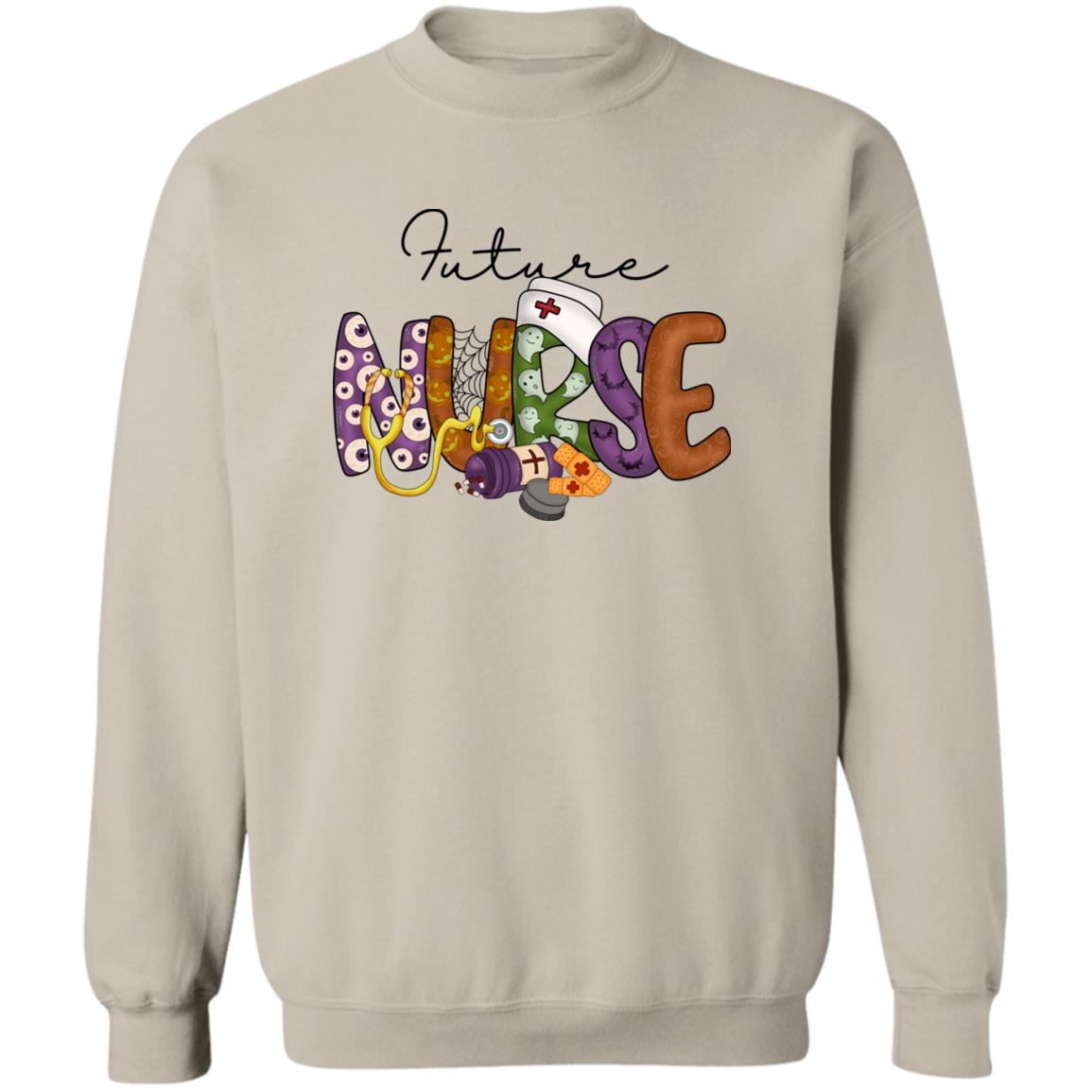 Future nurse Halloween Sweatshirt Crewneck Unisex Sand Ash S-2XL-Sand-Family-Gift-Planet