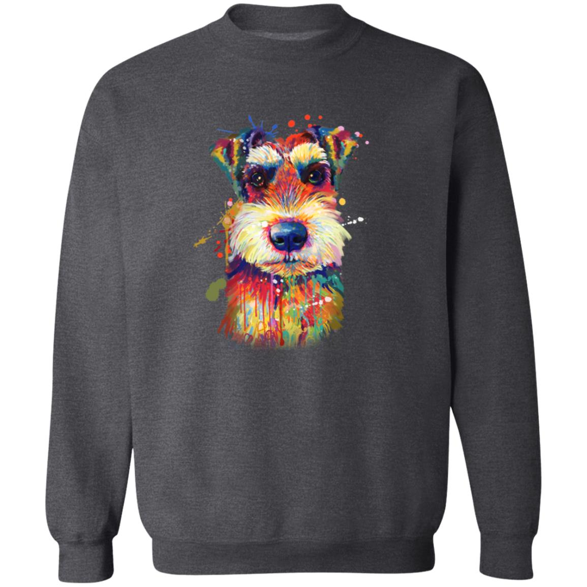 Abstract Schnauzer dog Unisex Crewneck Sweatshirt with expressive splashes-Family-Gift-Planet