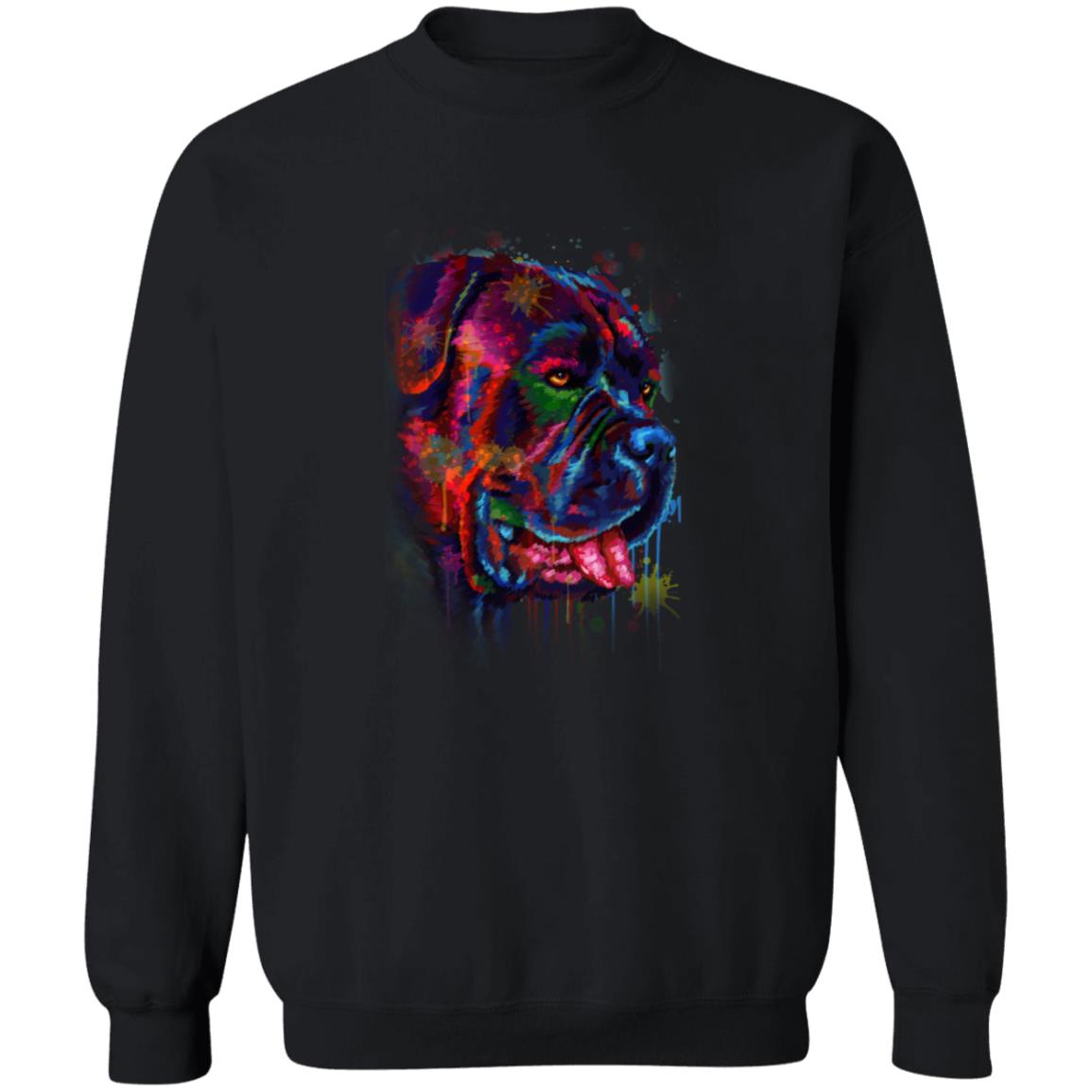 Vibrant digital Bullmastiff dog Art Unisex Crewneck Sweatshirt black navy dark heather-Family-Gift-Planet