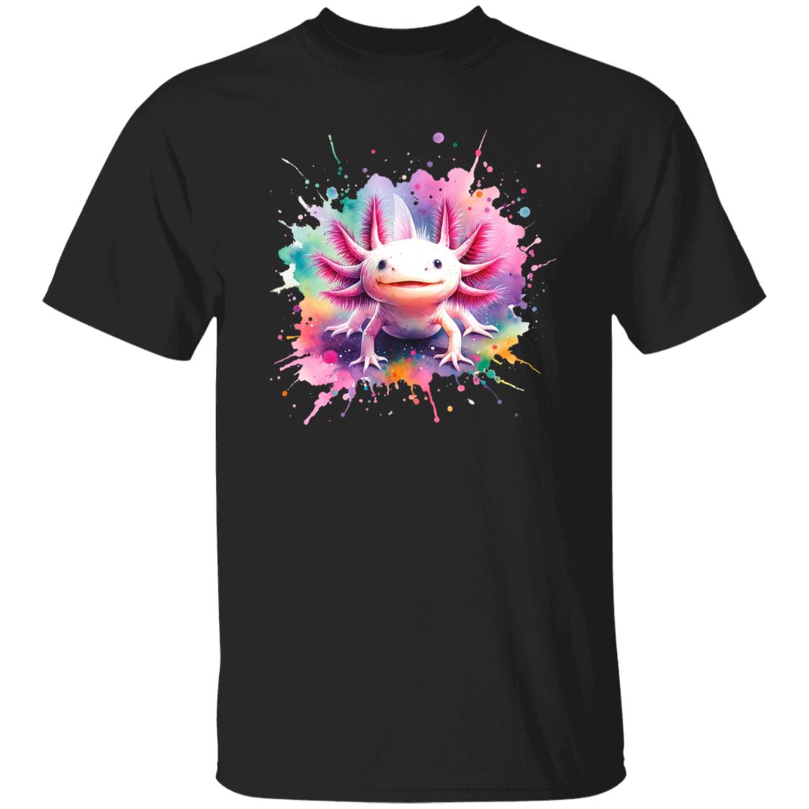 Axolotl Color Splash Unisex T-Shirt Black Navy Dark Heather-Family-Gift-Planet