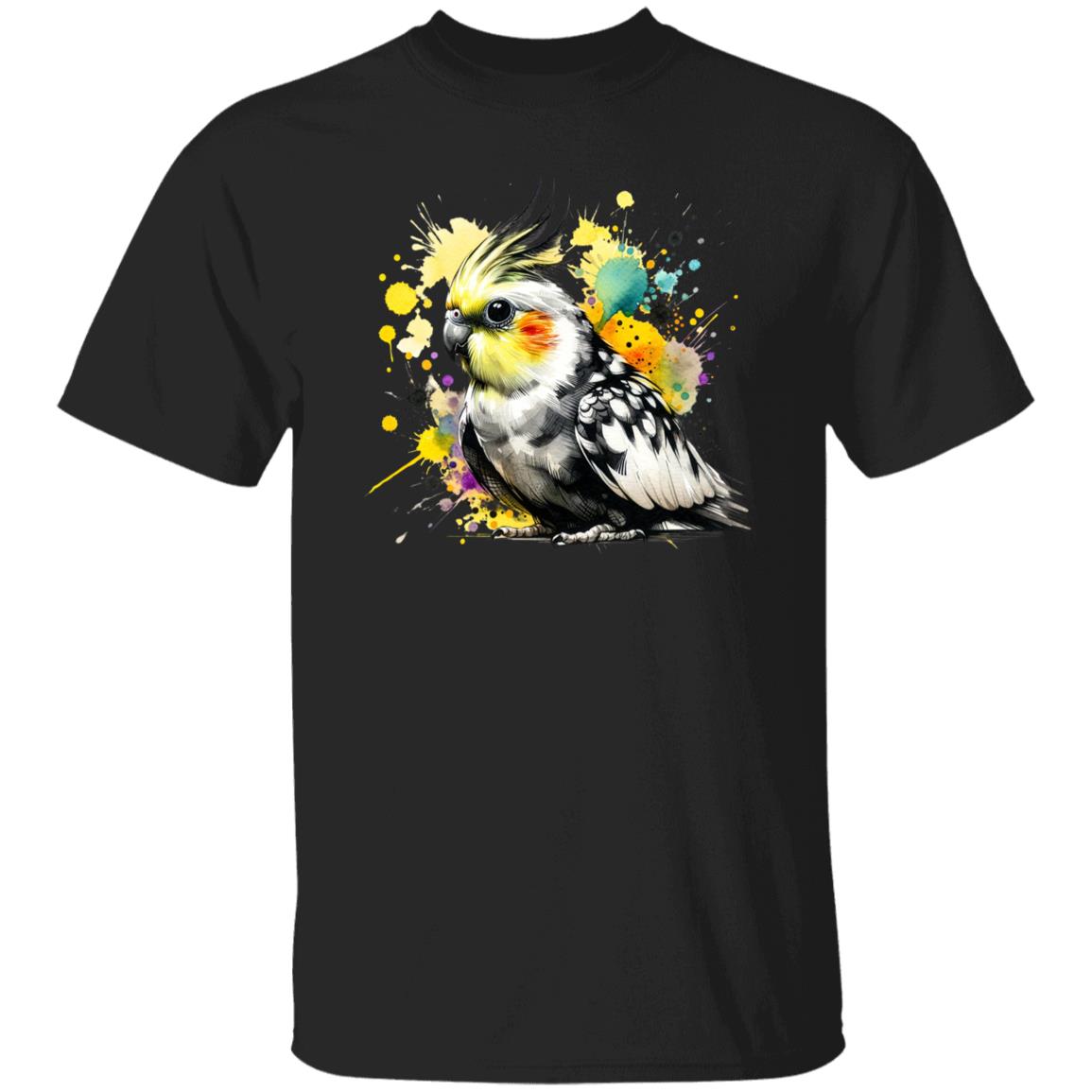 Cockatiel Bird Color Splash Unisex T-Shirt Black Navy Dark Heather-Family-Gift-Planet