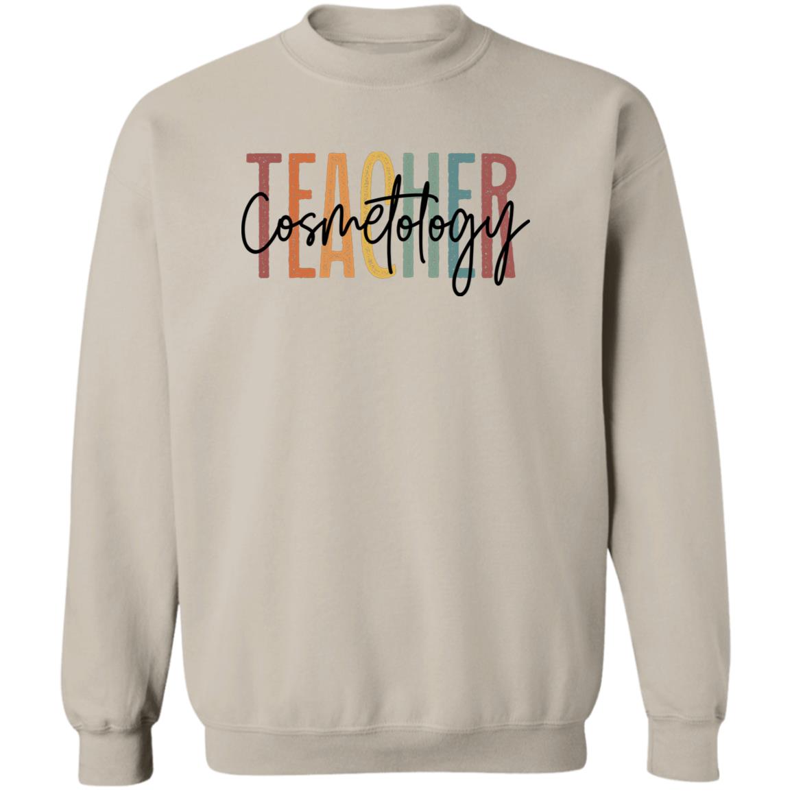 Cosmetology teacher Sweatshirt Crewneck Unisex Gildan Sand Ash S-2XL-Sand-Family-Gift-Planet