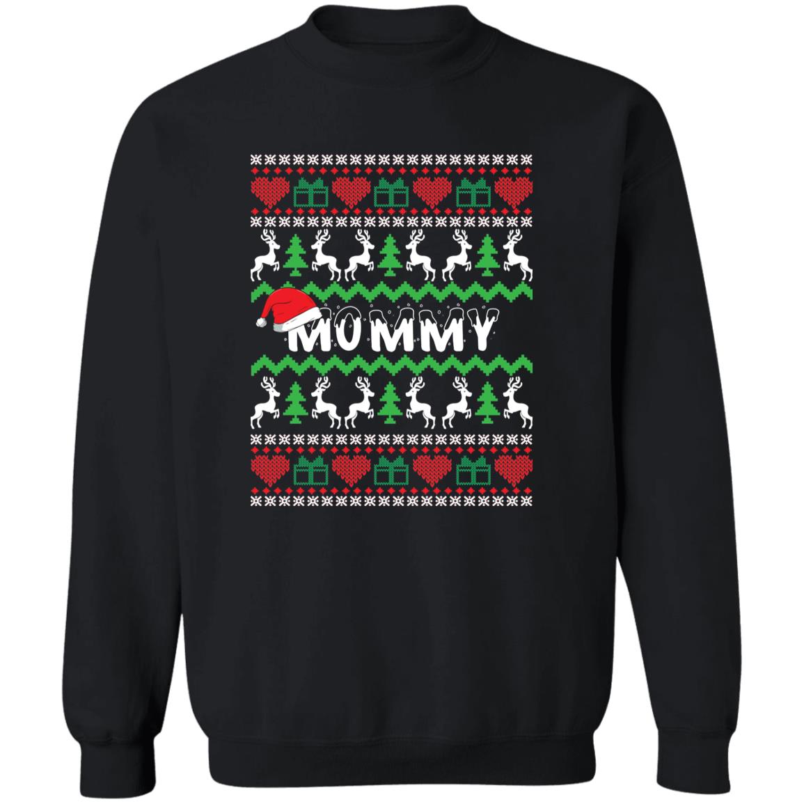 Mommy Christmas Unisex grandma Sweatshirt Ugly sweater Black Dark Heather-Family-Gift-Planet