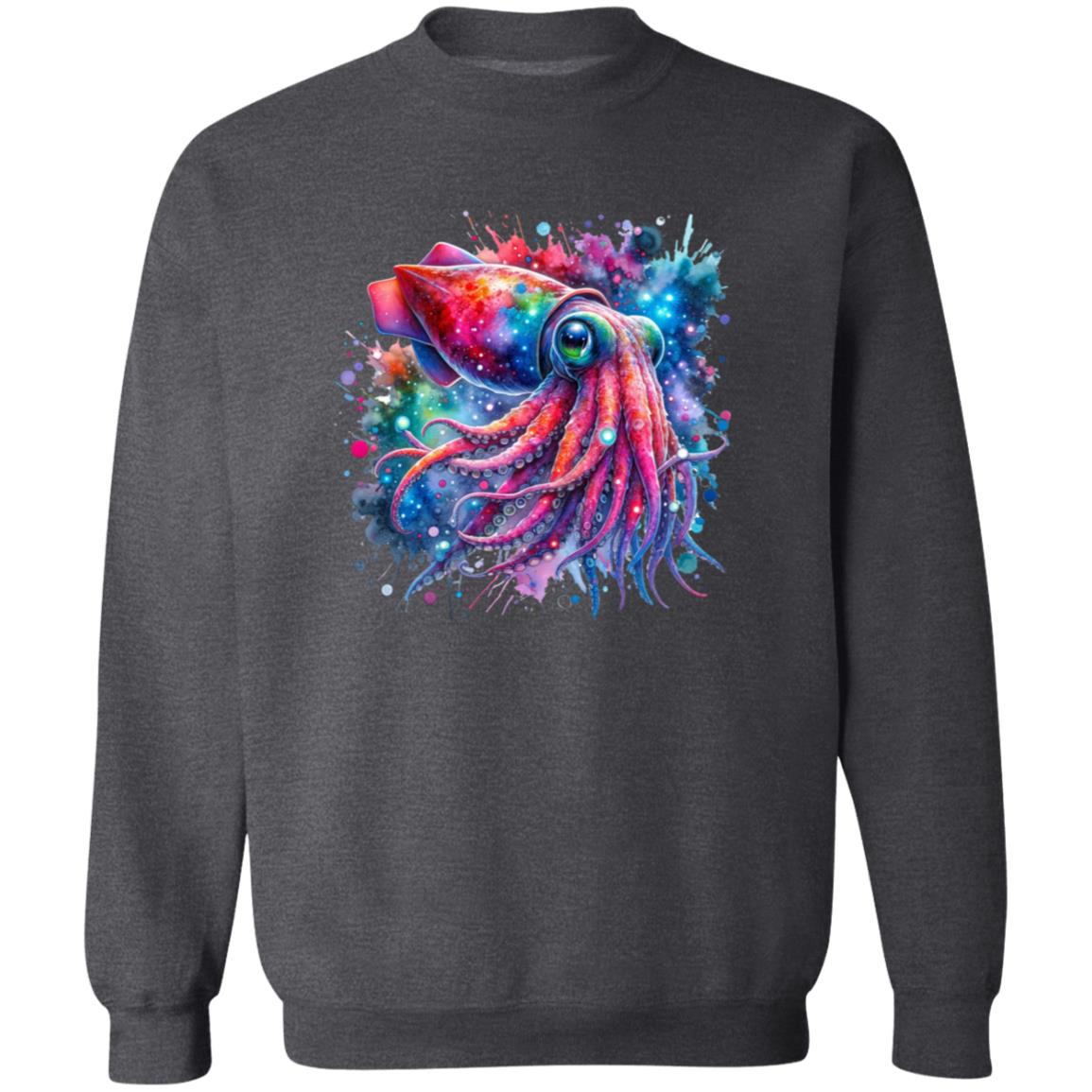 Artistic Vampire Squid Color Splash Unisex Sweatshirt Black Navy Dark Heather-Family-Gift-Planet