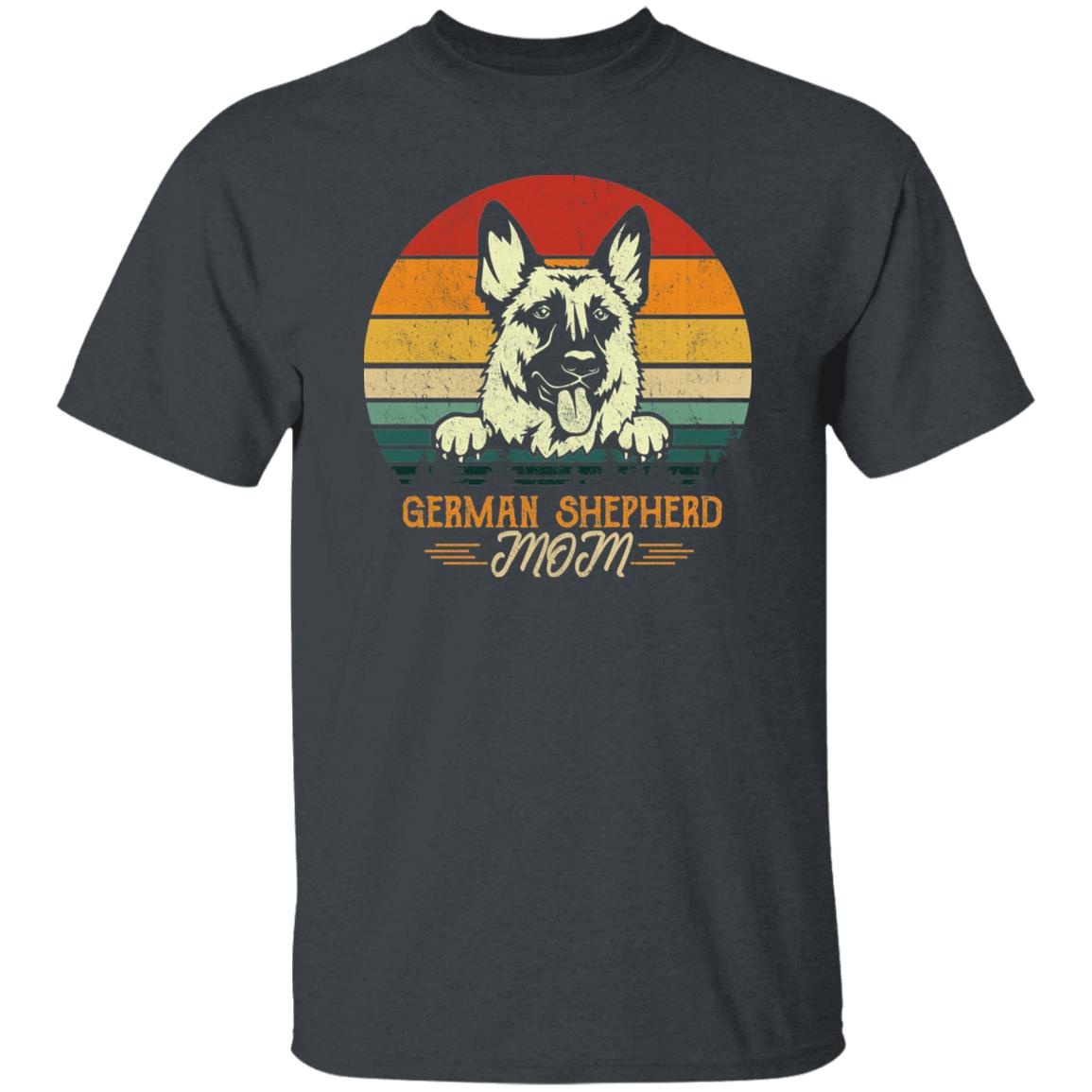 German Shepherd Mom T-Shirt gift Retro Shepherd Dog mama Unisex tee Black Navy Dark Heather-Family-Gift-Planet