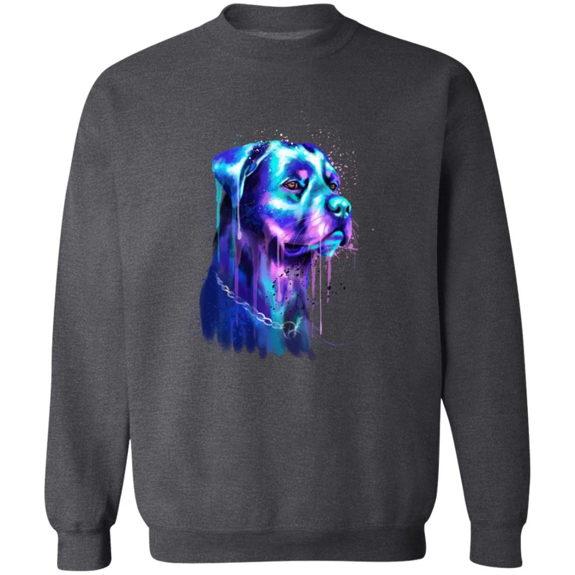 Neon blue Splash Art Rottweiler dog Unisex Crewneck Sweatshirt-Family-Gift-Planet