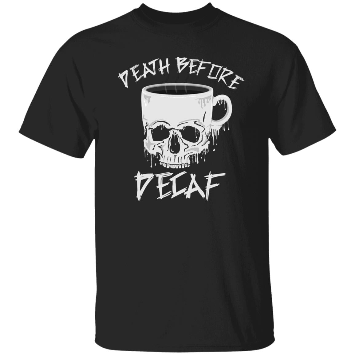 Death before decaf Unisex shirt gift coffee lover tee black navy dark heather-Black-Family-Gift-Planet