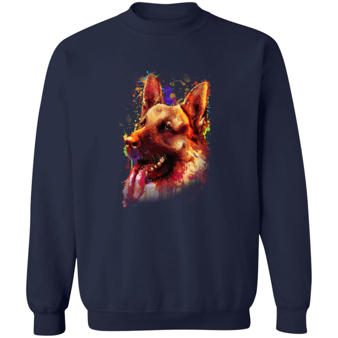 Abstract German shepherd dog Unisex Crewneck Sweatshirt with expressive splashes-Family-Gift-Planet