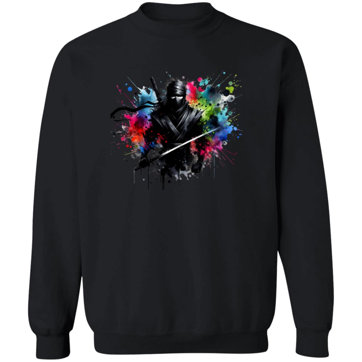 Ninja Color Splash Unisex Sweatshirt Ninja in the dark Black Navy Dark Heather-Family-Gift-Planet