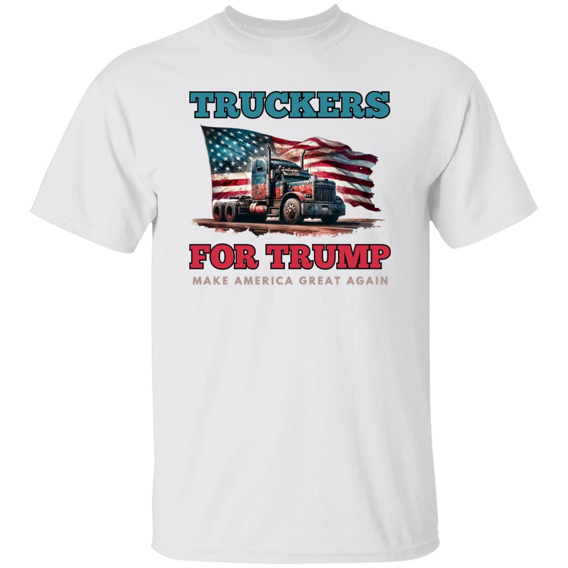 Truckers For Trump T-Shirt America flag truck Unisex tee Black White Dark Heather-White-Family-Gift-Planet
