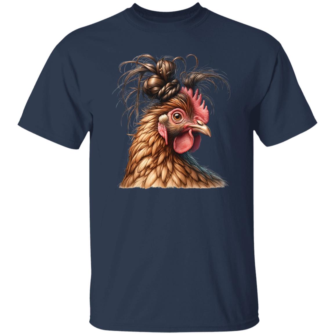 Messy Bun Hen T-Shirt gift Funny Messy bun farmer chick lover Unisex tee Black Navy Dark Heather-Family-Gift-Planet