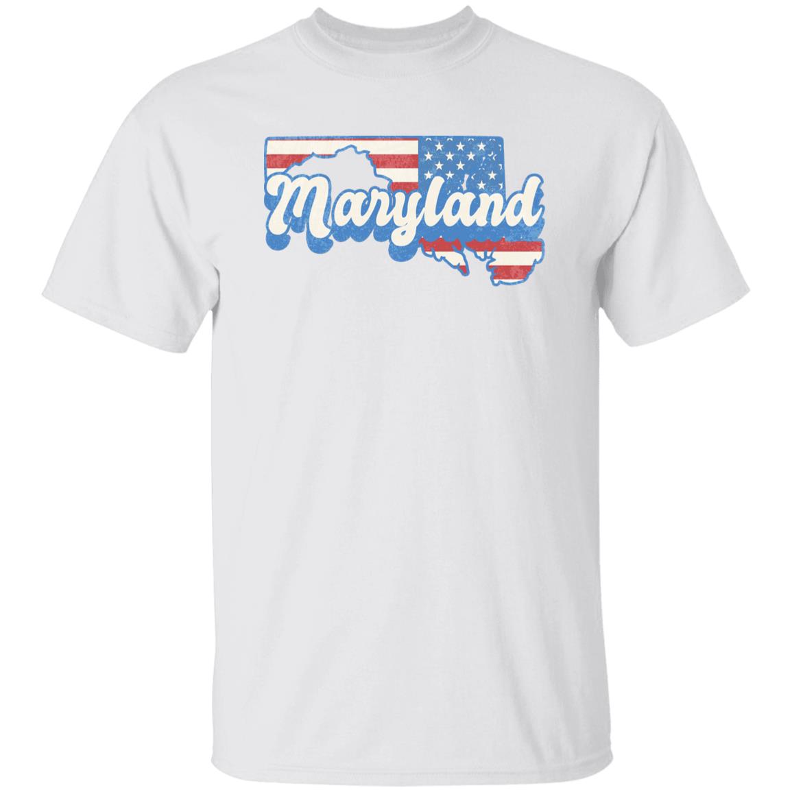 Maryland US flag Unisex T-Shirt American patriotic MD state tee White Ash Blue-White-Family-Gift-Planet