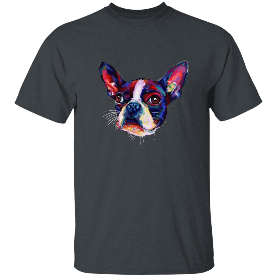 Watercolor Boston Terrier dog Unisex shirt S-2XL black navy dark heather-Dark Heather-Family-Gift-Planet
