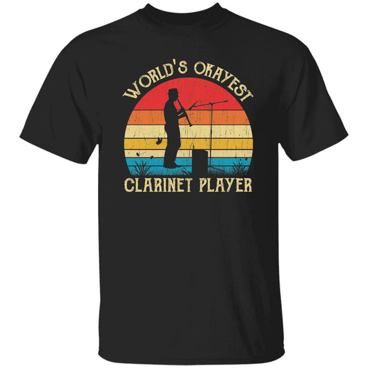 World's Okayest Clarinet player Retro Style Unisex T-shirt Black Navy Dark Heather-Black-Family-Gift-Planet