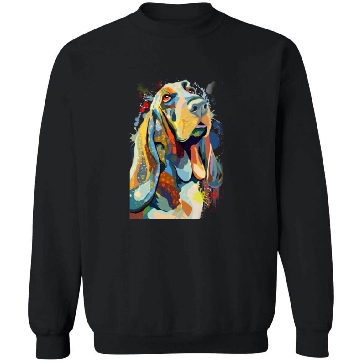 Abstract Basset hound dog Unisex Crewneck Sweatshirt with expressive splashes-Family-Gift-Planet