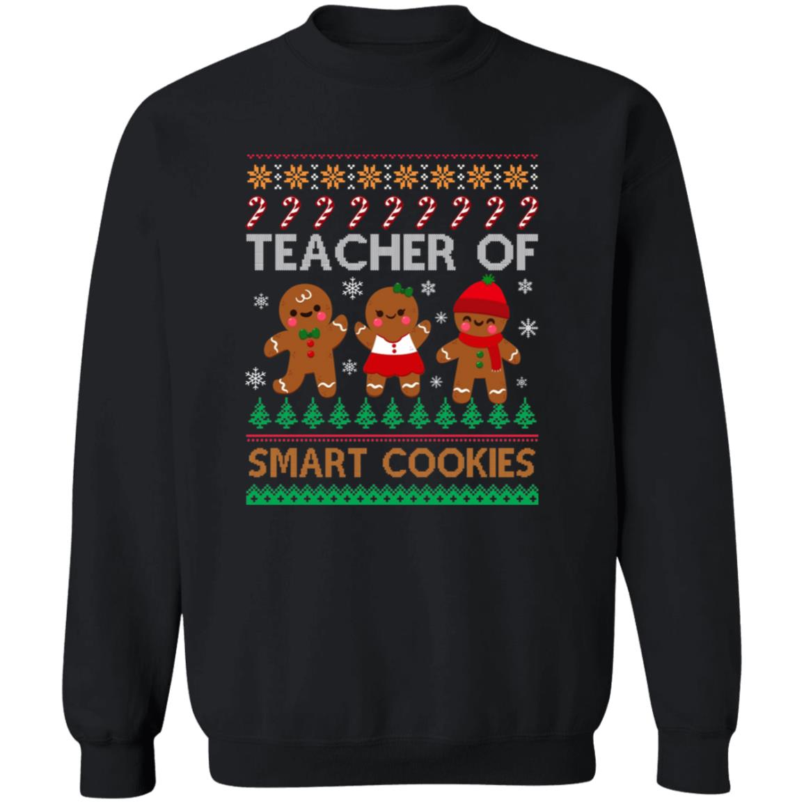 Teacher of smart cookies Christmas Unisex Sweatshirt Ugly sweater Black Dark Heather-Family-Gift-Planet