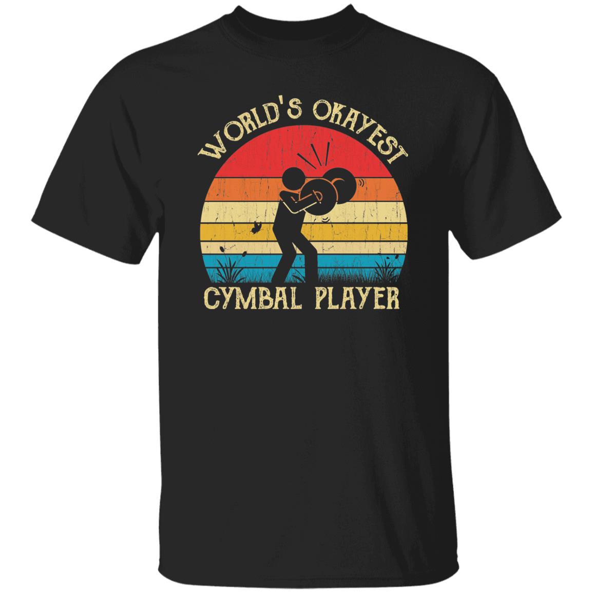 World's Okayest Cymbal player Retro Style Unisex T-shirt Black Navy Dark Heather-Black-Family-Gift-Planet