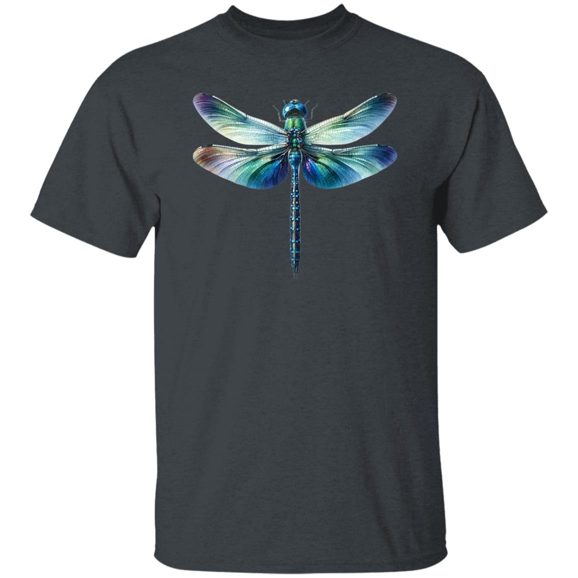 Blue Dragonfly Color Splash Unisex T-shirt Black Navy Dark Heather-Family-Gift-Planet