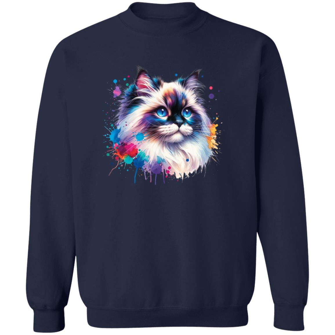 Ragdoll Cat Color Splash Unisex Sweatshirt Black Navy Dark Heather-Family-Gift-Planet