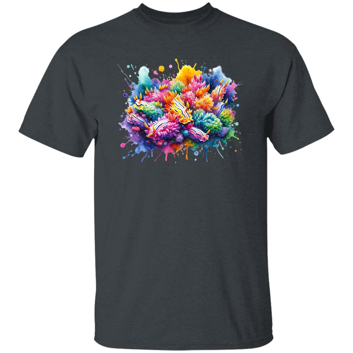 Nudibranchs Color Splash Unisex T-shirt Marine Mollusks Black Navy Dark Heather-Family-Gift-Planet