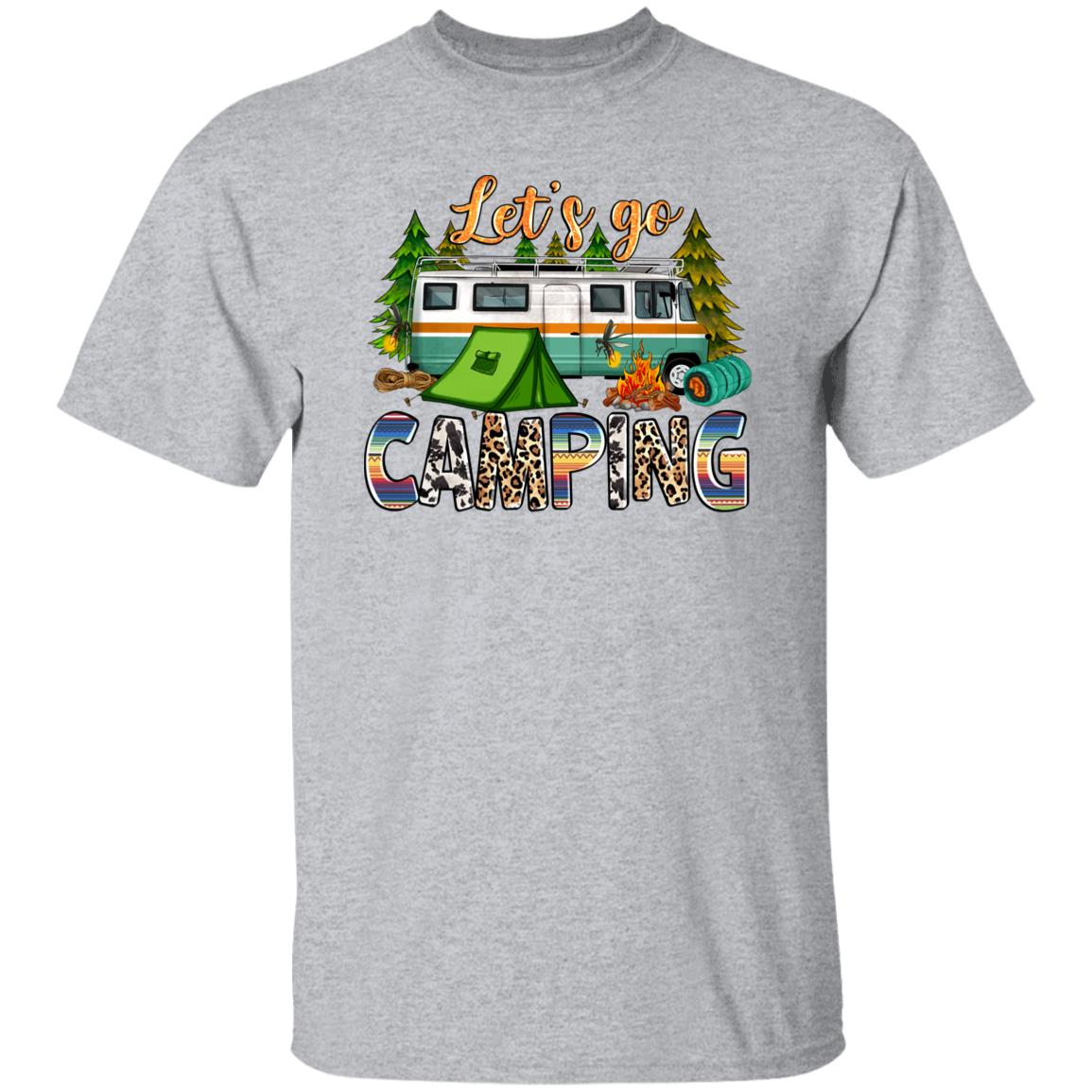 Lets go camping T-Shirt gift Summer camp tent fire mosquitos Unisex Tee Sand White Sport Grey-Family-Gift-Planet