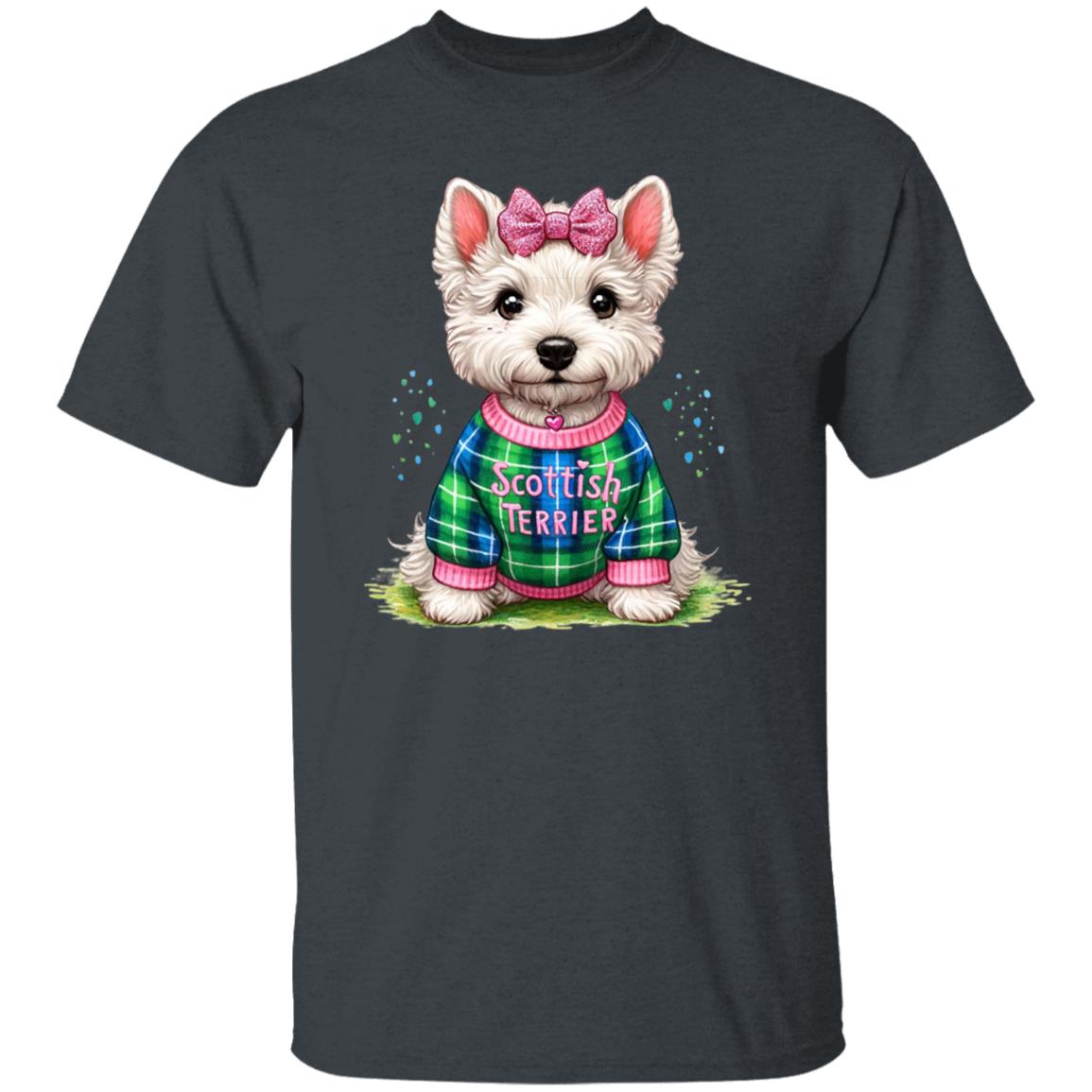 Scottish Terrier T-Shirt gift cute Scottish Terrier dog girl Unisex tee Black Navy Dark Heather-Family-Gift-Planet