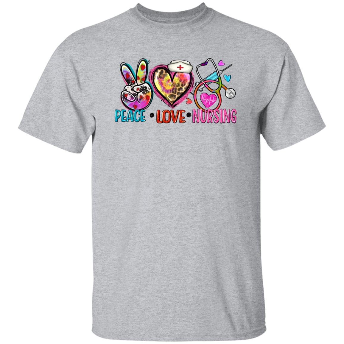 Peace Love Nursing T-shirt gift cute Registered Nurse Practitioner tee-Family-Gift-Planet