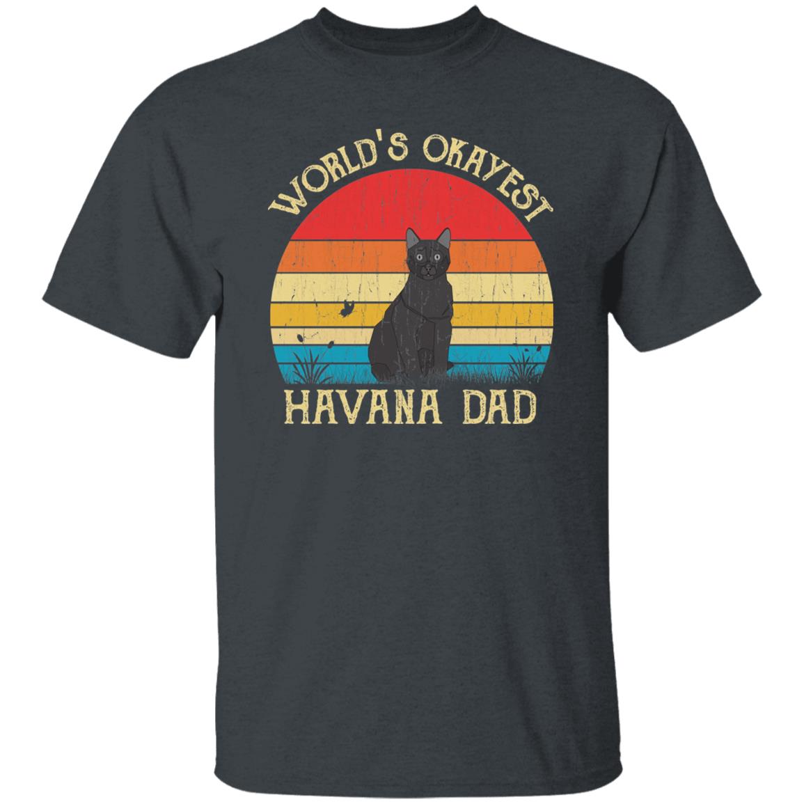 World's Okayest Havana dad Retro Style Unisex T-shirt Black Navy Dark Heather-Dark Heather-Family-Gift-Planet