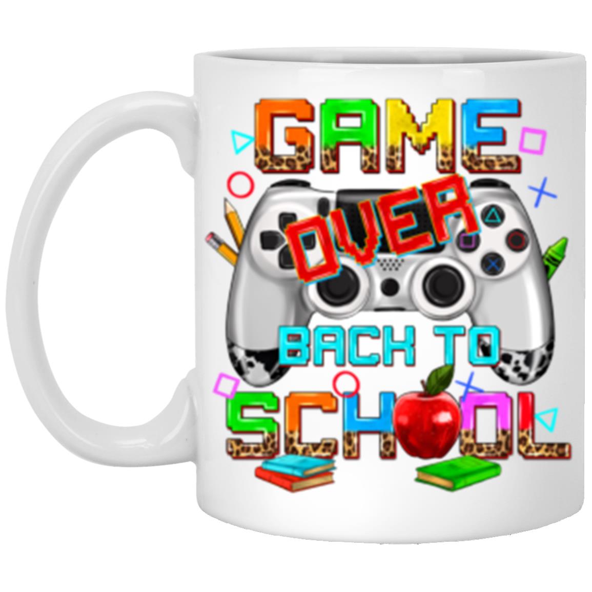 Game over back to school 11oz White Mug gift Game console school teacher cup-White-Family-Gift-Planet