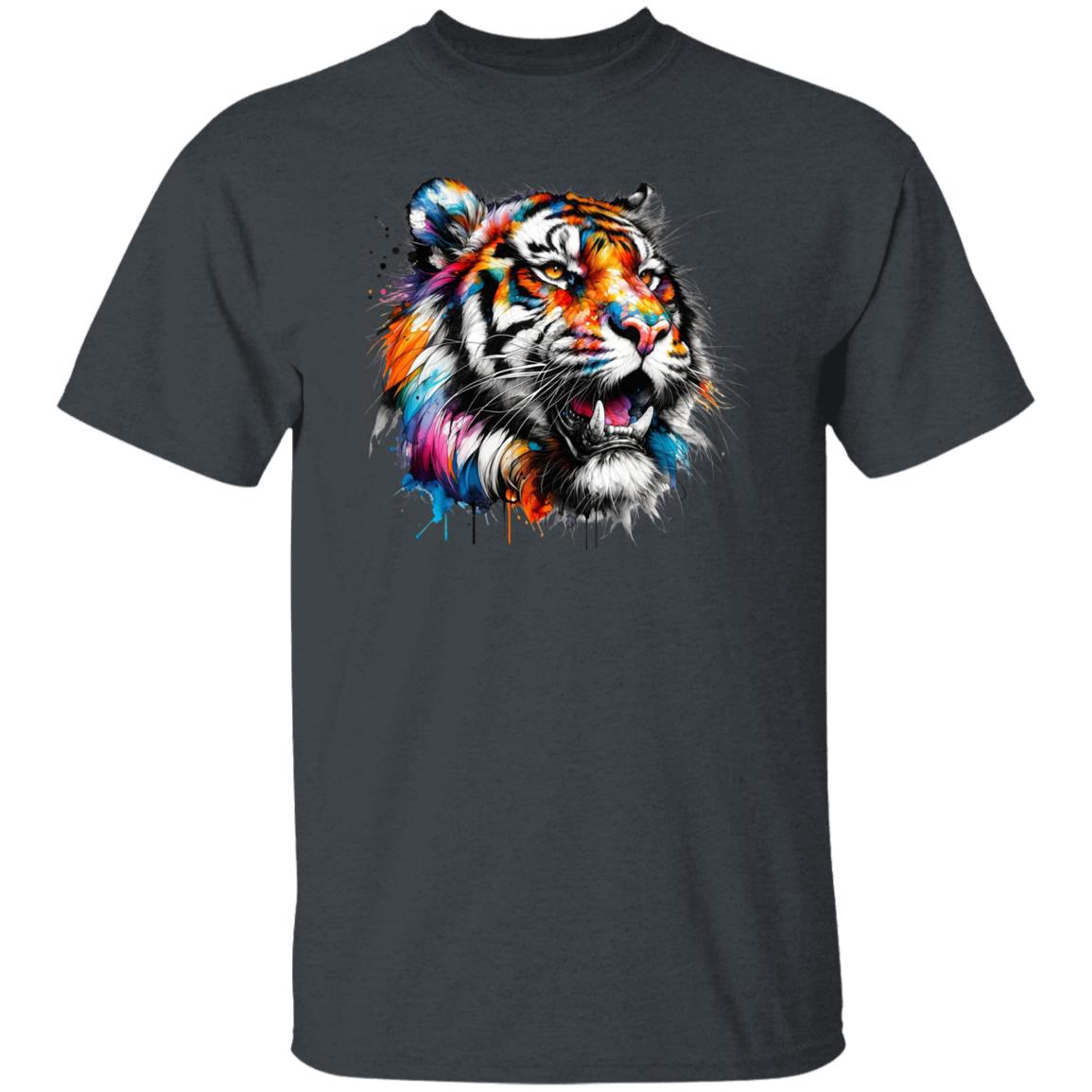Abstract Tiger Color Splash Unisex T-shirt Black Navy Dark Heather-Family-Gift-Planet