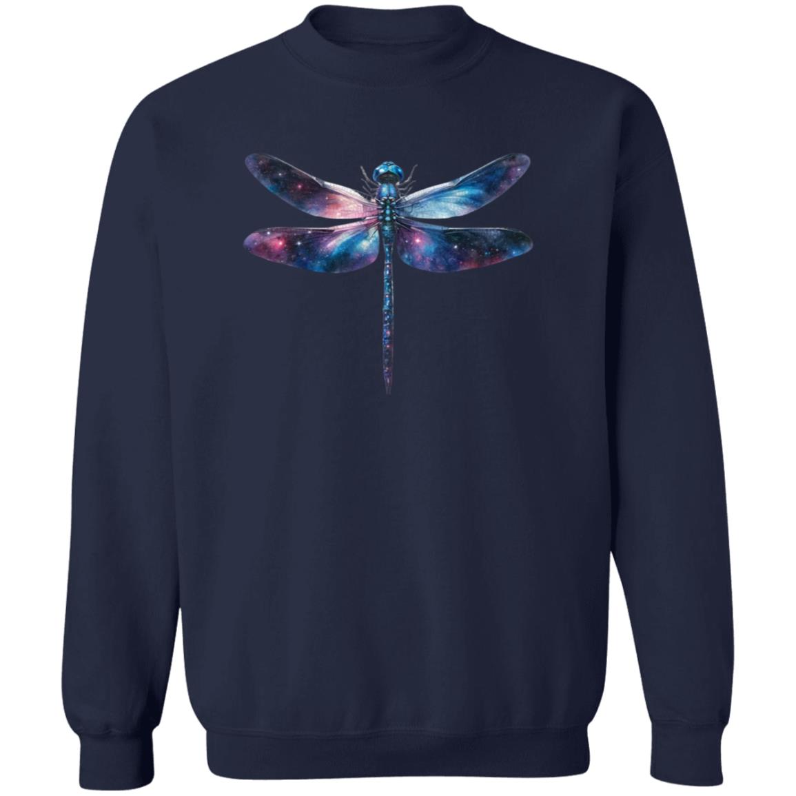 Cosmos Dragonfly Color Splash Unisex Sweatshirt Black Navy Dark Heather-Family-Gift-Planet