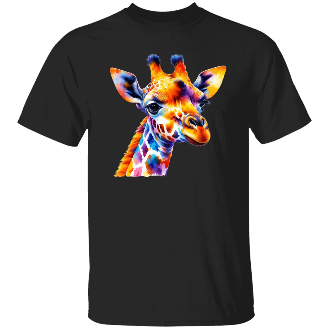 Artistic Giraffe vibrant colorful Unisex T-shirt Black Navy Dark Heather-Family-Gift-Planet