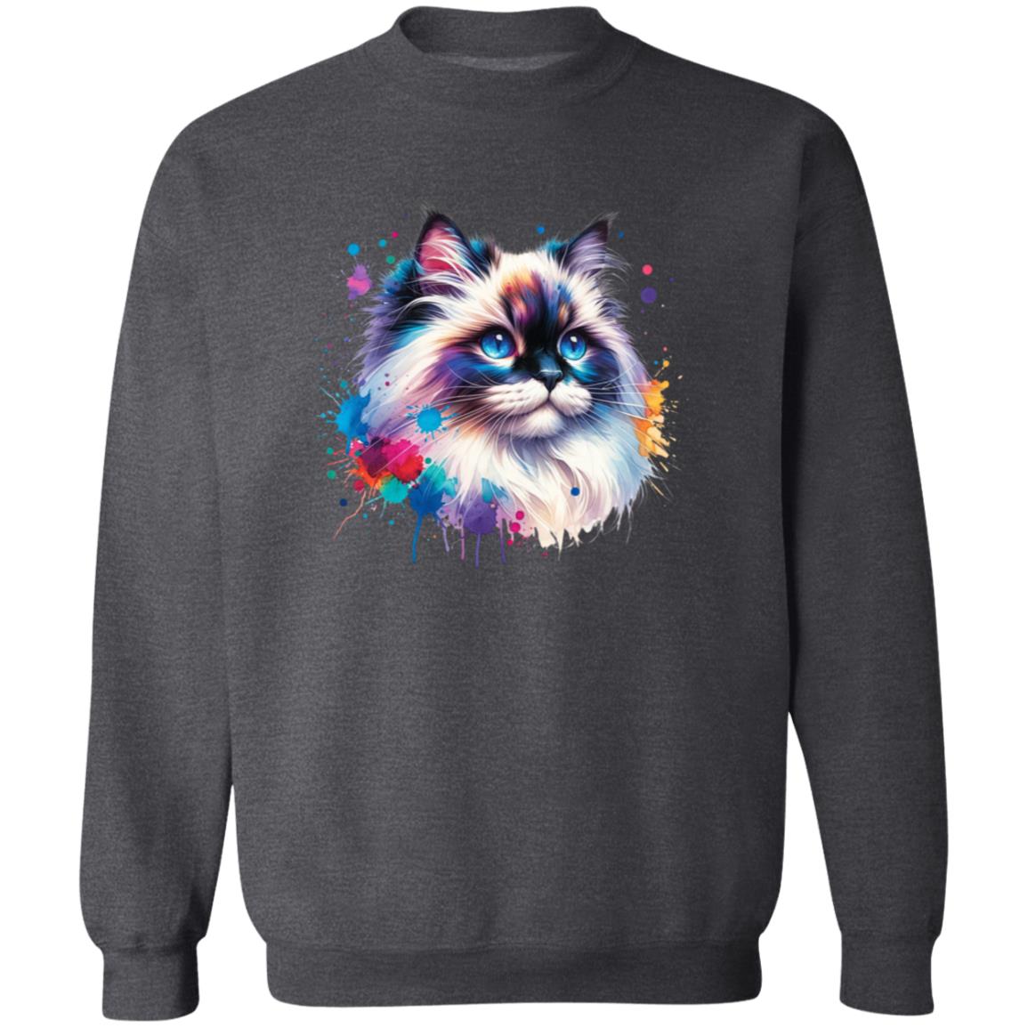 Ragdoll Cat Color Splash Unisex Sweatshirt Black Navy Dark Heather-Family-Gift-Planet