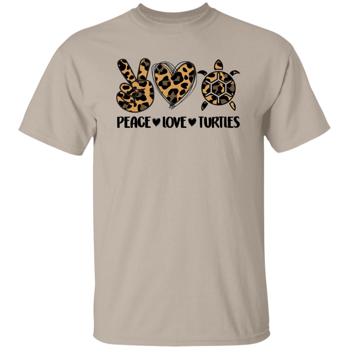 Peace Love Turtles T-Shirt Leopard skin Turtles lover turtles mama Unisex Tee Sand White Sport Grey-Family-Gift-Planet