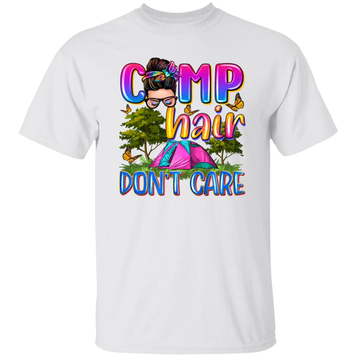 Camp hair don't care T-Shirt Forest Camping site Unisex tee White Sand Sport Grey-Family-Gift-Planet