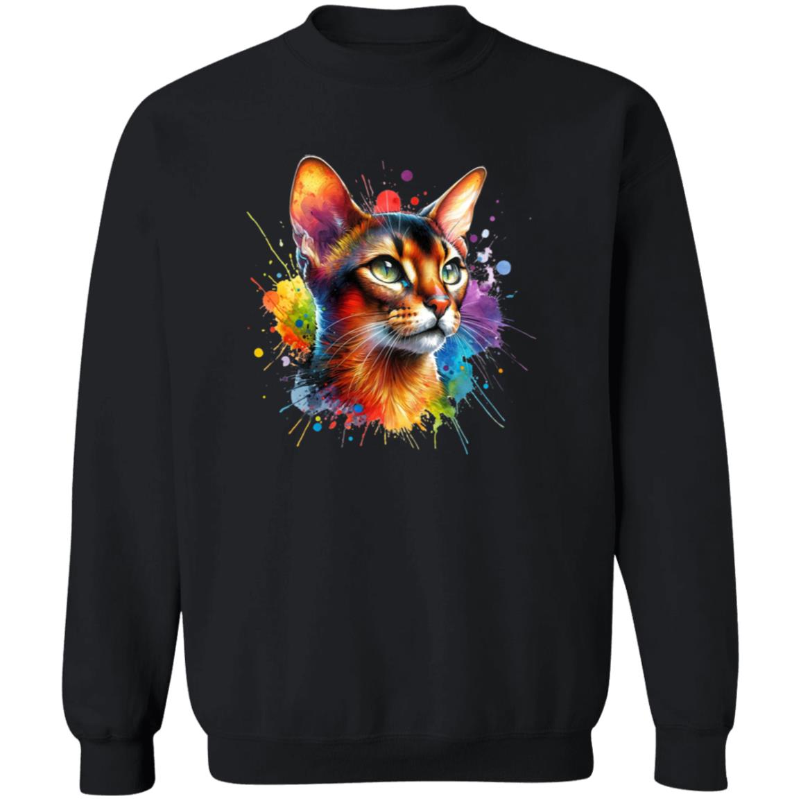 Abyssinian Color Splash Unisex Sweatshirt Black Navy Dark Heather-Family-Gift-Planet