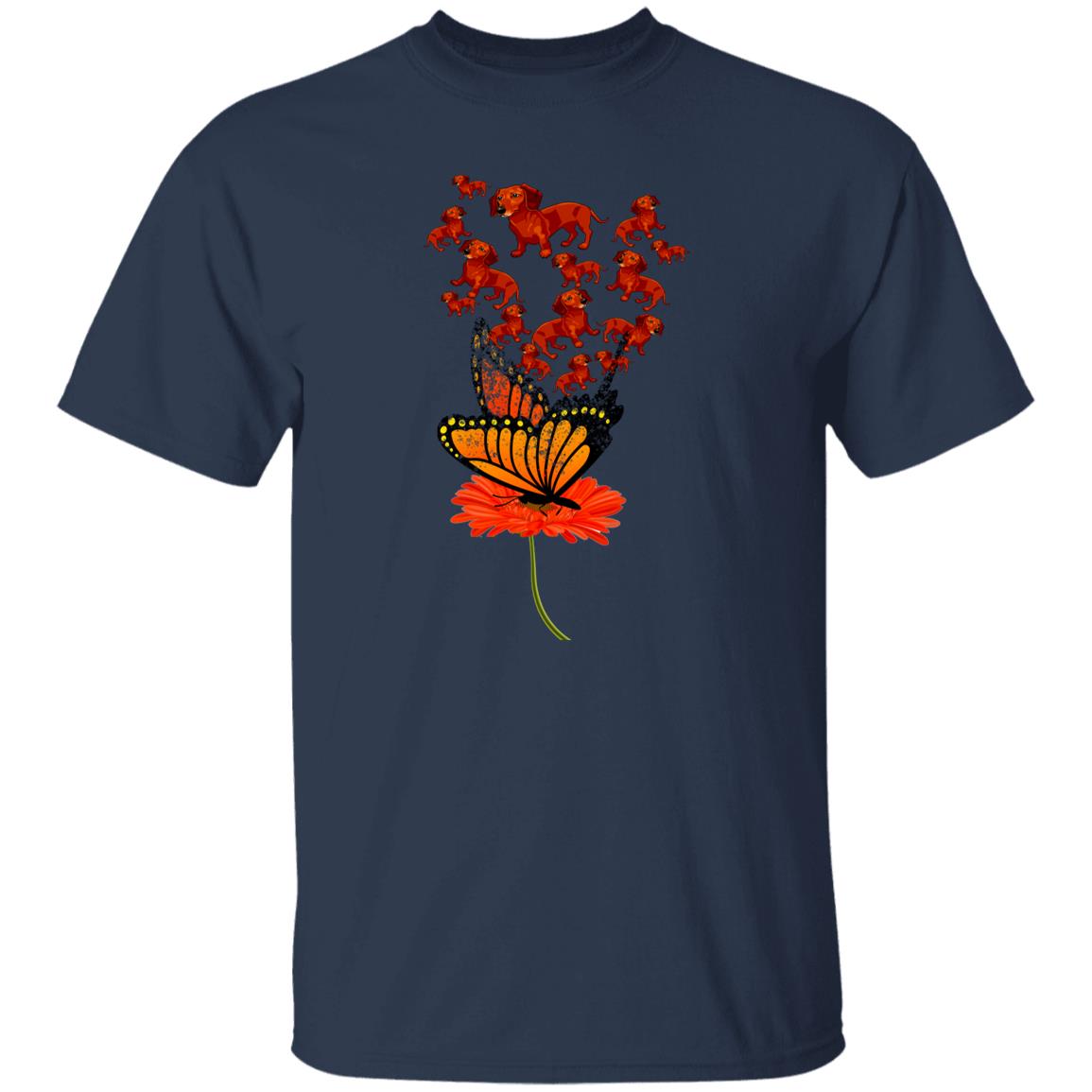 Flower butterfly dogs Unisex t-shirt gift black navy dark heather-Family-Gift-Planet