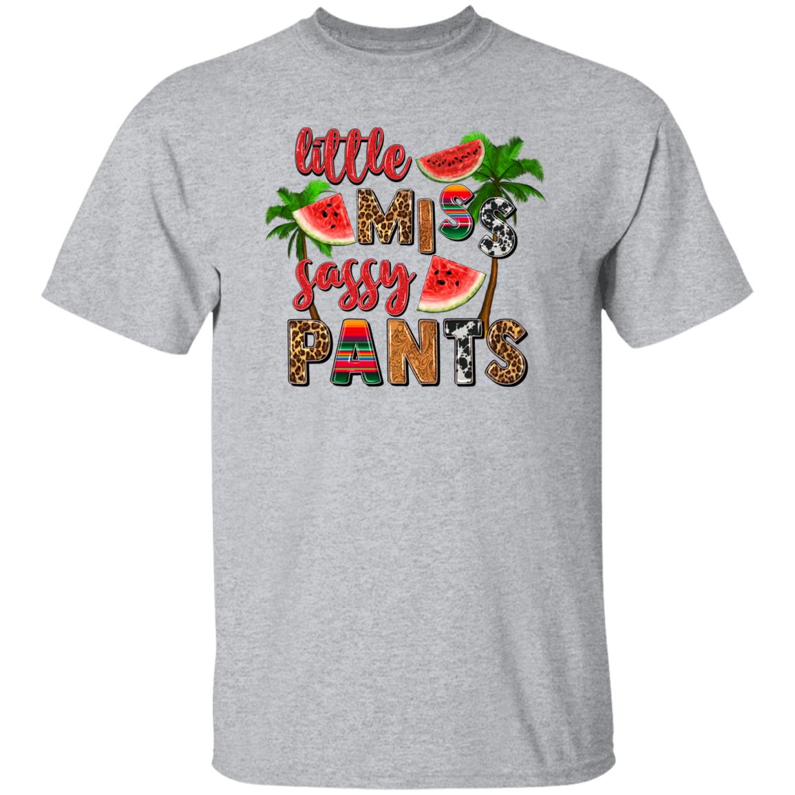 Little miss sassy pants T-Shirt gift Summer palms Watermelon Unisex Tee Sand White Sport Grey-Family-Gift-Planet