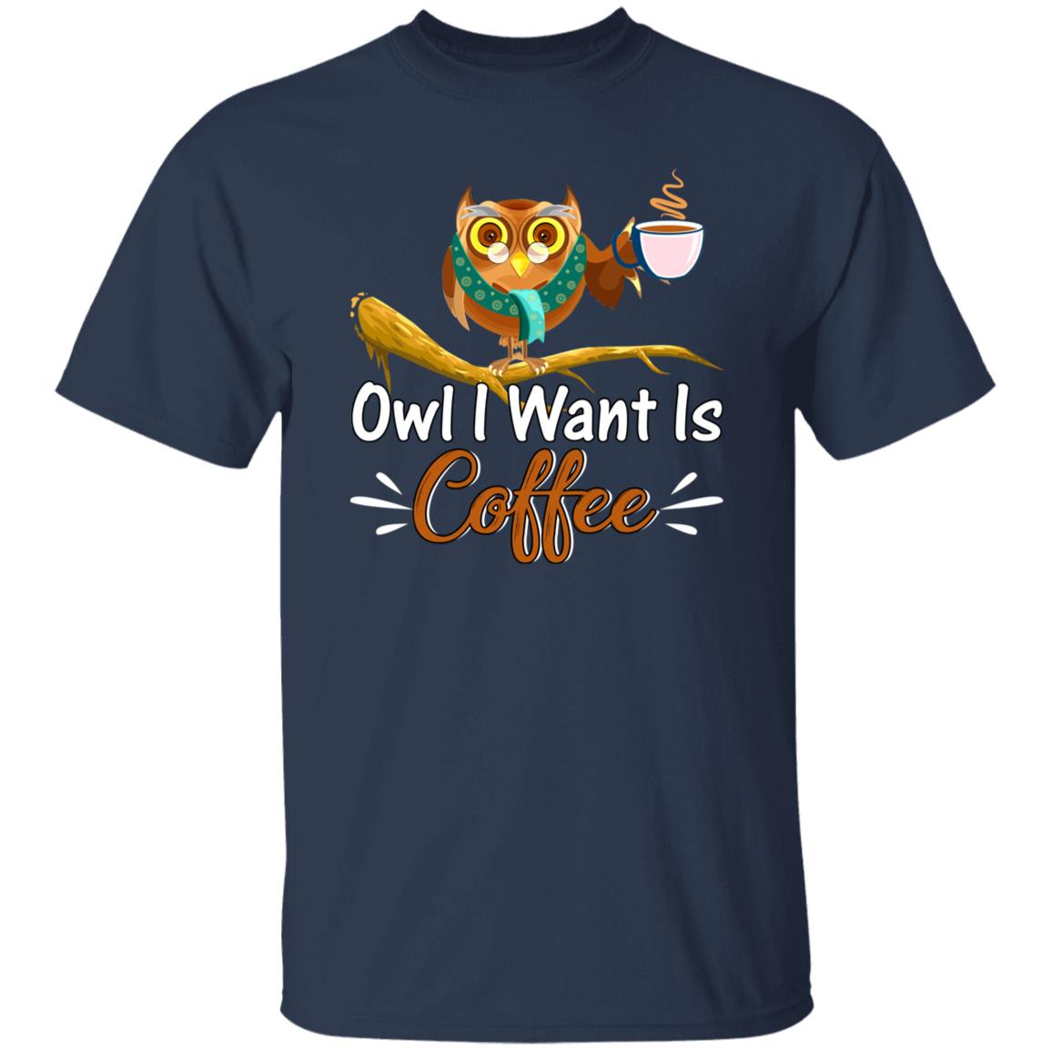 Owl I want is coffee Unisex shirt gift barista coffee lover tee black navy dark heather-Navy-Family-Gift-Planet