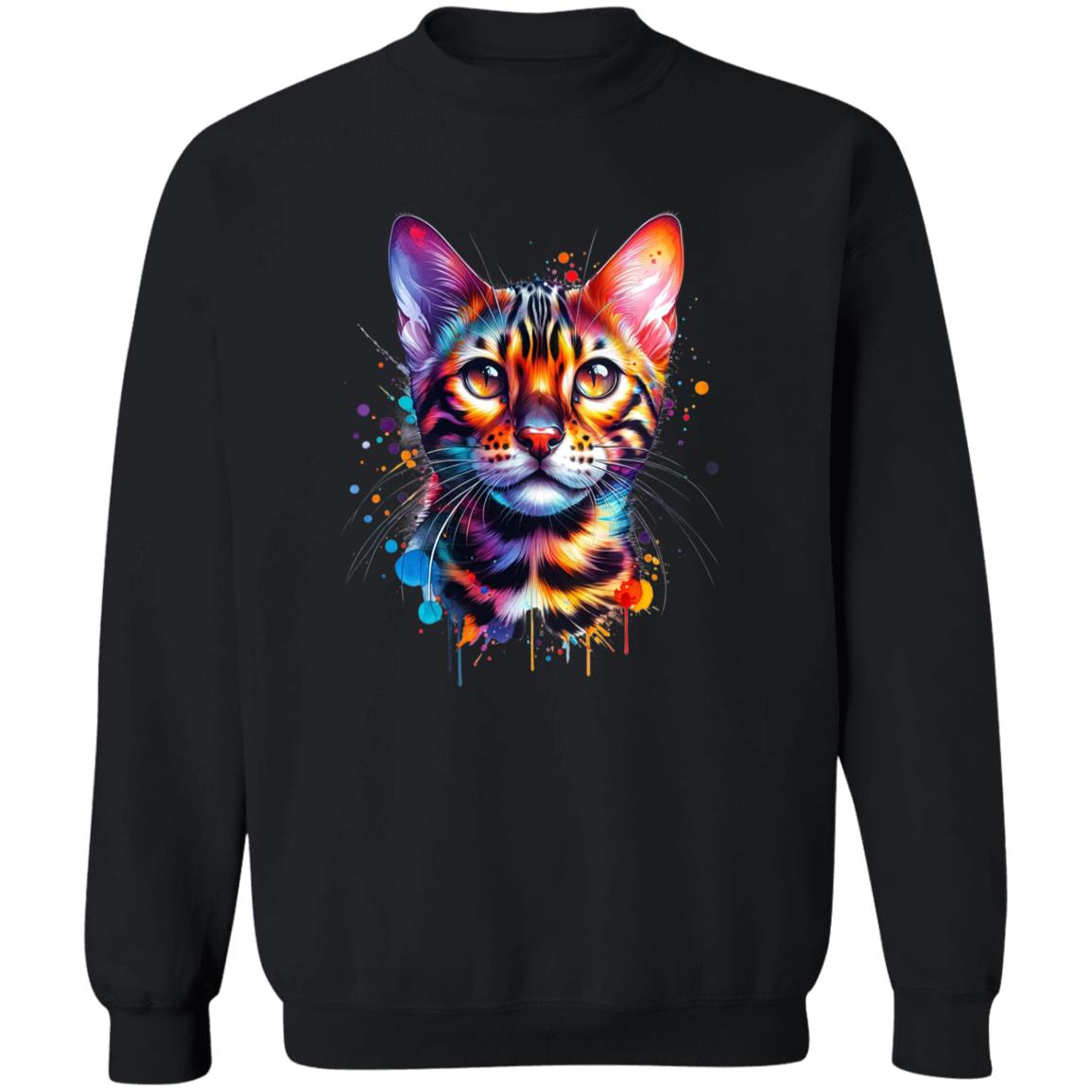 Bengal Cat Color Splash Unisex Sweatshirt Black Navy Dark Heather-Family-Gift-Planet