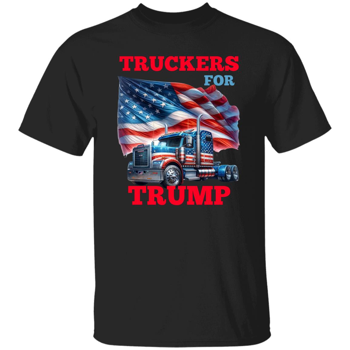 Truckers For Trump T-Shirt Patriotic American Unisex tee Black White Dark Heather-Black-Family-Gift-Planet