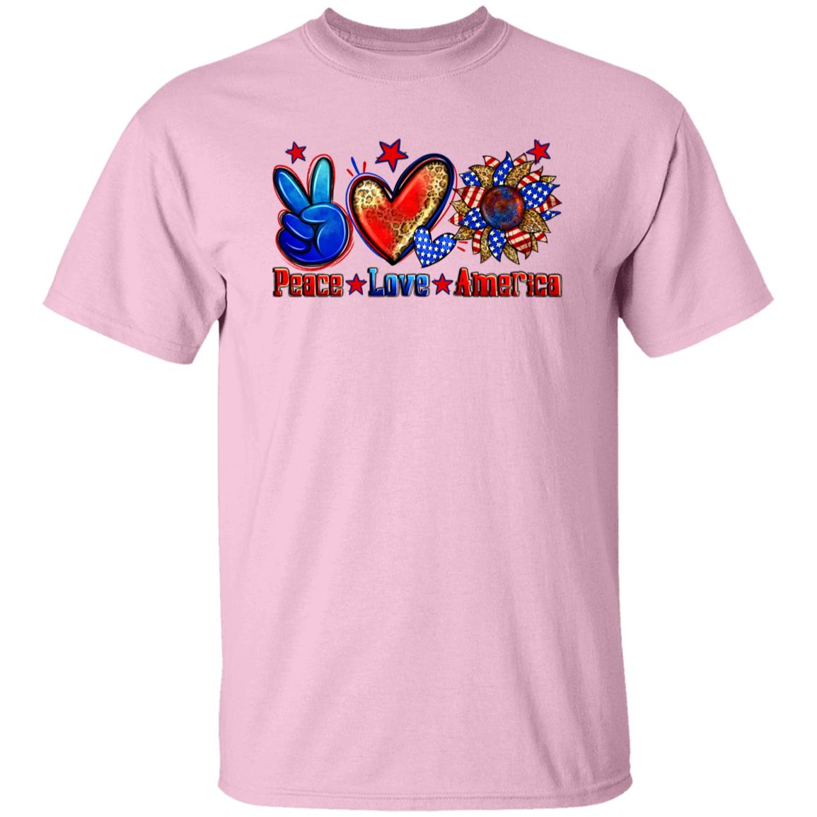 Peace Love America T-shirt gift US patriotic July 4th colorful tee-Family-Gift-Planet