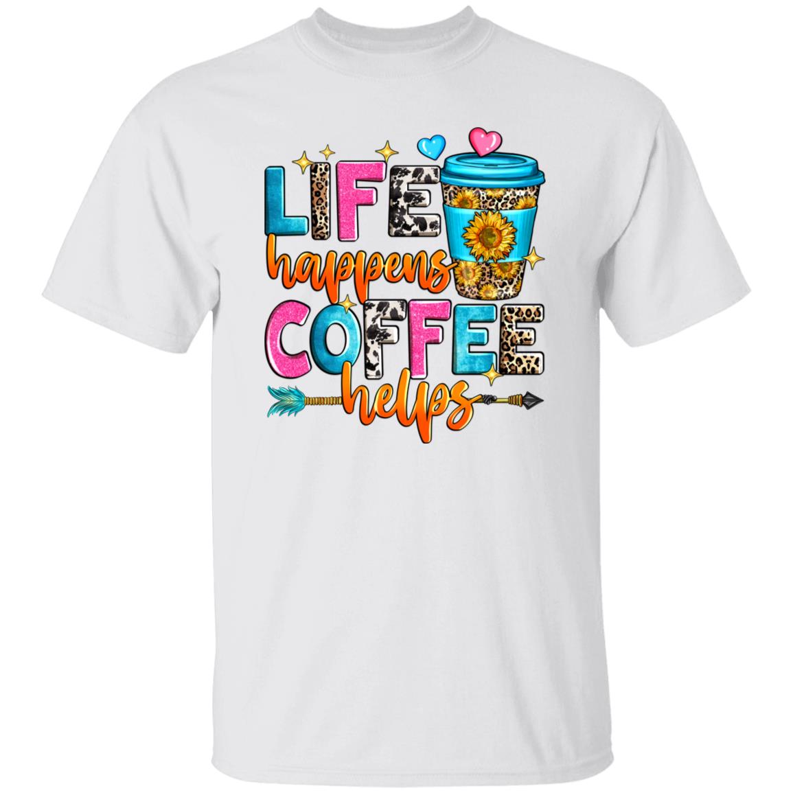 Life happens coffee helps T-Shirt gift Western summer coffee lover Unisex Tee Sand White Sport Grey-Family-Gift-Planet