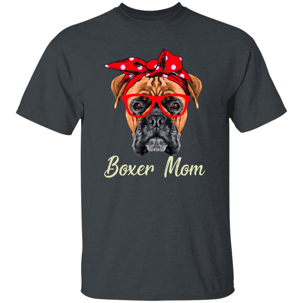 Cute Boxer Mom Unisex T-Shirt gift Boxer dog owner tee black dark heather-Family-Gift-Planet